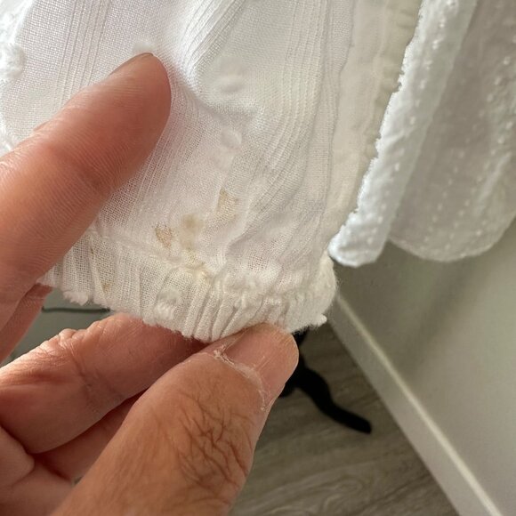 Zara White Swiss Dot Long-Sleeve Embroidered Boho Mini Dress Intricate Lace S - Picture 13 of 14
